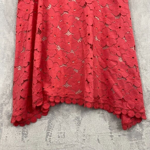 Adrianna Papell Midi Floral Lace Dress Sz‎ 12 Pink Sleeveless Sundress Sharkbite - Picture 8 of 15